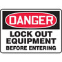 Accuform Safety Sign, DANGER LOCK OUT EQUIPMENT BEFORE ENTERING, 7" x 10", Aluminum (MLKT106VA)