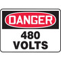 Accuform Safety Sign, DANGER 480 VOLTS, 10" x 14", Aluminum (MELC059VA)
