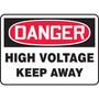 Accuform 10" x 14" Vinyl Electrical Sign "DANGER HIGH VOLTAGE KEEP..", Red/Black On White (MELC040VS)
