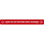 National Marker Temp-Step™ Floor Decal, "Thank You for Practicing Social Distancing," 2.25" x 20", Red/White, 10 (WFS78ARD10)