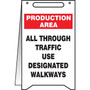 Accuform Slip-Gard PRODUCTION AREA ALL THROUGH.. Fold-Ups, Black/Red/White, 20"H x 12"W (PFR638)