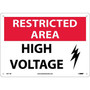 Notice Signs; Restricted Area, High Voltage, Graphic, 10X14, .040 Aluminum (65dd896ae8837636b11ee270_ud)
