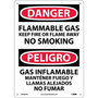 Flammable Gas Keep Fire Or Flame Away No Smoking, Bilingual, 14 X10, .040 Aluminum, Danger Sign (65dd898de8837636b11ee2e9_ud)