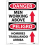 Men Working Above (Graphic) Bilingual, 14X10, .040 Aluminum, Danger Sign (65dd89cce8837636b11ee3dd_ud)