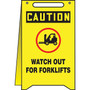 Accuform Slip-Gard CAUTION WATCH OUT FOR FORKLIFTS Fold-Ups, Red/Black/Yellow, 20"H x 12"W (PFR634)