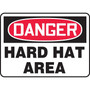 Accuform 10" x 14" Aluminum PPE Safety Sign "DANGER HARD HAT AREA", Red/Black On White (MPPA005VA)
