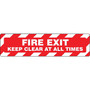Accuform Slip-Gard FIRE EXIT KEEP CLEAR AT ALL TIMES Border Floor Sign, White/Red, 6" x 24" (PSR271)