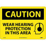 Caution Signs; Wear Hearing Protection In This Area, Graphic, 10X14, .040 Aluminum (65dd8a51e8837636b11ee585_ud)