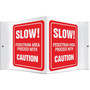 Accuform Slow! Pedestrian Area Proceed With Caution Projection Sign, White/Red, 6"H x 5"W (PSP136)