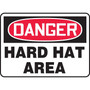 Accuform 7" x 10" Aluminum PPE Safety Sign "DANGER HARD HAT AREA", Red/Black On White (MPPA004VA)