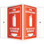 Accuform Fire Extinguisher/Extintor De Incendios Projection Sign, White/Red, 12"H x 9"W (SBPSP391)
