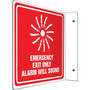 Accuform Emergency Exit Only Alarm Will Sound Projection Sign, White/Red, 8"H x 8"W (PSP232)