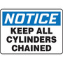 Accuform 10" x 14" Adhesive Vinyl Safety Sign "NOTICE KEEP ALL CYLIND..", Blue/Black On White (MCPG825VS)