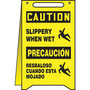 Accuform Slip-Gard CAUTION SLIPPERY WHEN WET.. Fold-Ups, Black/Yellow, 20"H x 12"W (PFR631)