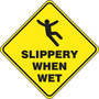 Accuform Slip-Gard SLIPPERY WHEN WET Diamond Floor Sign, Black/Yellow, 17"H x 17"W (PSR416)