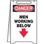 Accuform Slip-Gard DANGER MEN WORKING BELOW Fold-Ups, Red/Black/White, 20"H x 12"W (PFR607)