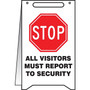 Accuform Slip-Gard STOP ALL VISITORS MUST REPORT TO SECURITY Fold-Ups, BLK/Red/WHT, 20"x12" (PFR641)