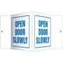 Accuform Open Door Slowly Projection Sign, Blue/White, 6"H x 5"W (PSP123)