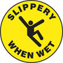 Accuform Slip-Gard SLIPPERY WHEN WET Round Floor Sign, Black/Yellow, 8"Dia. (MFS824)