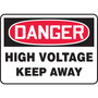 Accuform 10" x 14" Plastic Electrical Sign "DANGER HIGH VOLTAGE KEEP..", Red/Black On White (MELC040VP)