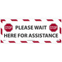 National Marker Temp-Step™ Floor Decal, "Please Wait Here for Assistance," 8" x 20", White/Red/Black (WFS76A)