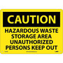 Caution Signs; Hazardous Waste Storage Area Unauthorized Persons Keep Out, 10X14, Rigid Plastic (65dd8c17e8837636b11eebae_ud)