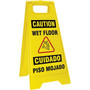 Accuform Slip-Gard CAUTION WET FLOOR/CUIDADO PISO MOJADO 2xFold-Ups, Red/BLK/Yellow, 25"x12" (SBPFW424)