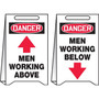 Accuform Slip-Gard DANGER MEN WORKING ABOVE/BELOW..Reversible Fold-Ups, BLK/Yellow, 20"x12" (PFE470)
