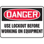 Accuform 10" x 14" Plastic Safety Sign "DANGER USE LOCKOUT BEFORE..", Red/Black On White (MLKT016VP)