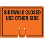 Accuform Traffic Cone Top Warning Sign, SIDEWALK CLOSED USE OTHER SIDE, 10" x 14", Plastic (FBC771)
