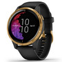 Garmin Venu GPS Smartwatch, Gold Stainless Steel Bezel with Black Case and Silicone Band (010-02173-31)
