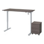 Bestar Universel 60"W Rectangular 28"-45"H Adjustable Standing Desk with Mobile Pedestal, Bark Gray (65872-47)