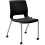 HON Motivate Stacking Chair, Onyx Shell, Textured Platinum Frame, 2 per Carton (65dd989c0030d3d478208425_ud)