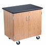 NPS®  36"H Mobile Science Cabinet With Adjustable Height Shelf, High Black Top/Light Oak Frame (MSC24361)