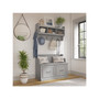 Bush Furniture Woodland 40W Entryway Bench with Doors and Wall Mounted Coat Rack, Cape Cod Gray (WDL009CG)