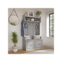 Bush Furniture Woodland 40W Hall Tree and Shoe Storage Bench with Doors, Cape Cod Gray (WDL001CG)