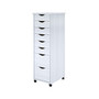 Adeptus 40.28" Solid Pine Roll Cabinet with 8 Drawers, Whitewash (76183)