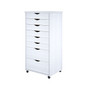 Adeptus 40.28" Solid Pine Roll Cart with 8 Drawers, Whitewash (76182)