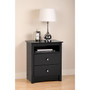 Prepac™ 28" Sonoma Tall 2 Drawer Nightstand With Open Shelf, Black (BDC-2428)