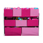 Delta Children Deluxe Multi-Bin Open Lid Toy Organizer with Storage Bins, Bianca White/Light Pink/Dark Pink (TB83413GN-130)