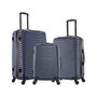 DUKAP ADLY Polycarbonate/ABS 3-Piece Luggage Set, Navy Blue (DKADLSML-BLU)