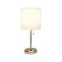 Creekwood Home Oslo LED Table Lamp, Brushed Steel/White (CWT-2012-WH)