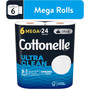 Cottonelle Ultra CleanCare 1-Ply Standard Toilet Paper, White, 312 Sheets/Roll, 6 Mega Rolls/Pack (47747)