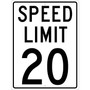 National Marker Reflective "Speed Limit 20" Speed Control Sign, 24" x 18", Aluminum (TM20K)
