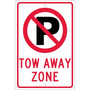 National Marker Reflective "No Parking Symbol - Tow Away Zone" Parking Sign, 18" x 12", Aluminum (TM174K)