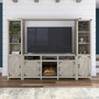 Bush Furniture Knoxville 65W Farmhouse Entertainment Center with Electric Fireplace, Cottage White (CGR020CWH)