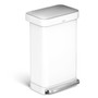 simplehuman Rectangular Step Can with Liner Pocket, White Steel, 12 Gal. (CW2027)