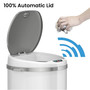 iTouchless Stainless Steel Round Sensor Trash Can with AbsorbX Odor Control System, White, 8 Gal. (MT08RW)