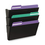Universal Recycled Wall File, 3 Pocket, Plastic, Black, 3/Pack (AZUNIV08121)