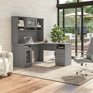 Bush Furniture Cabot 60W L Shaped Computer Desk with Hutch and Storage ...